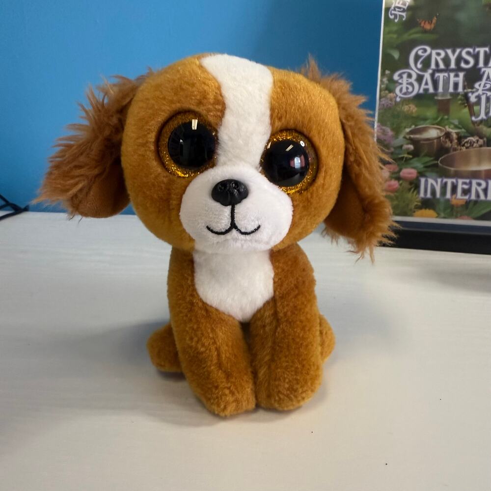 Ty Beanie Boo Tala Dog Plush 6” Velvety Brown White Puppy EUC Collectible